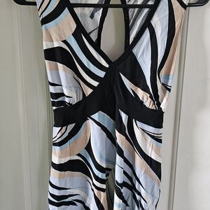 Teenie Weenie Black, White, and Tan Patterned Tank top